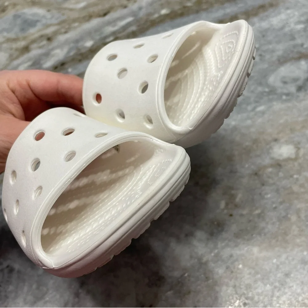 CROCS Classic Slides Sandals White Slip On Kids Shoes Toddler C 12